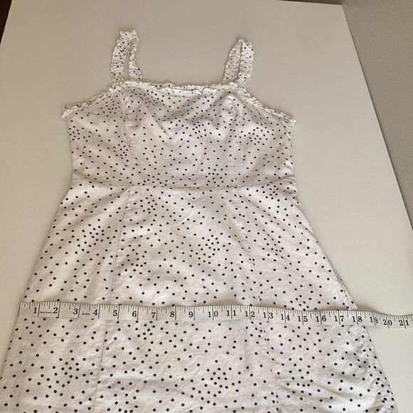 Urban Outfitters Wren Ivory Dotted Linen Viscose Ruffle Mini Dress Size Small - Picture 13 of 16